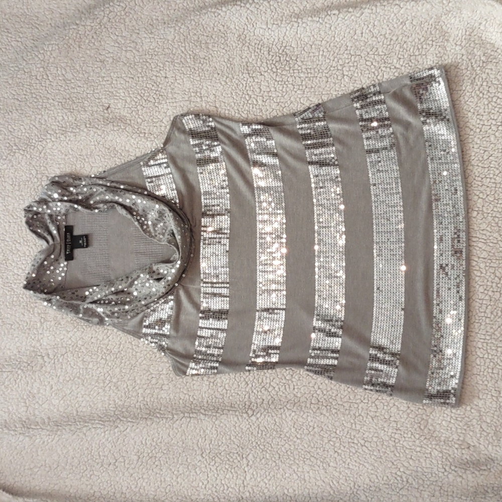Silver and Gray Sequin Top